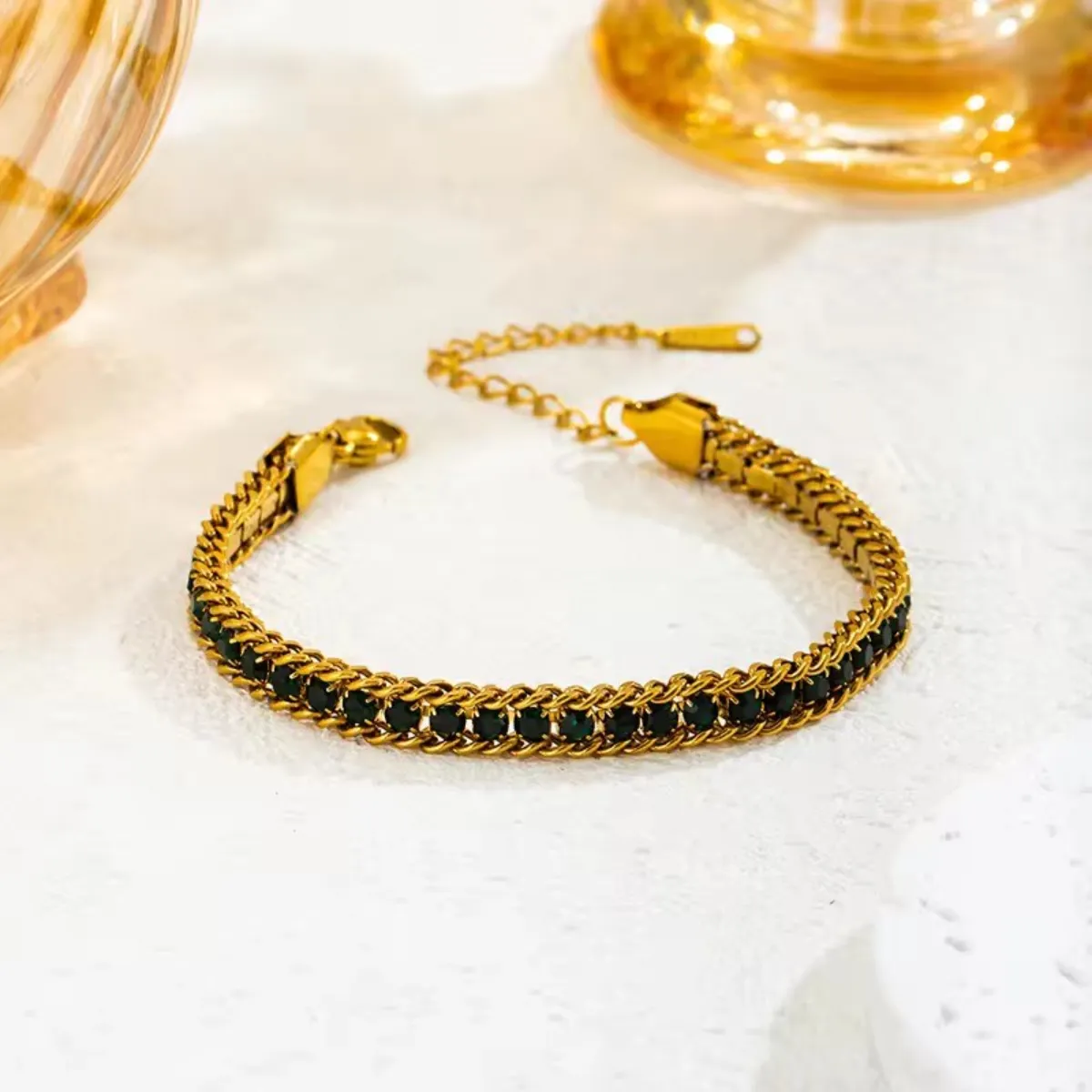Multilayered Zircon Chain Bracelet– 18K Gold Plated